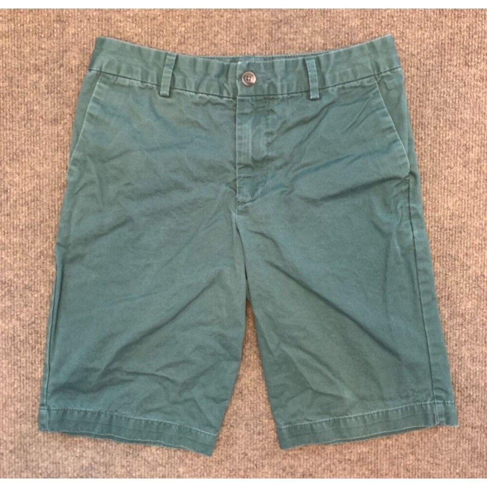 Polo Ralph Lauren Shorts Boys 14 Flat Front Chino Green Pre-Washed Cotton Twill